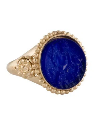 Pre-owned Tagliamonte Mother Of Pearl & Venetian Cameo Intaglio Ring In Blue