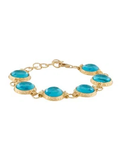 Pre-owned Tagliamonte Mother Of Pearl & Venetian Glass Bee Cameo Link Bracelet, 8" In Multi