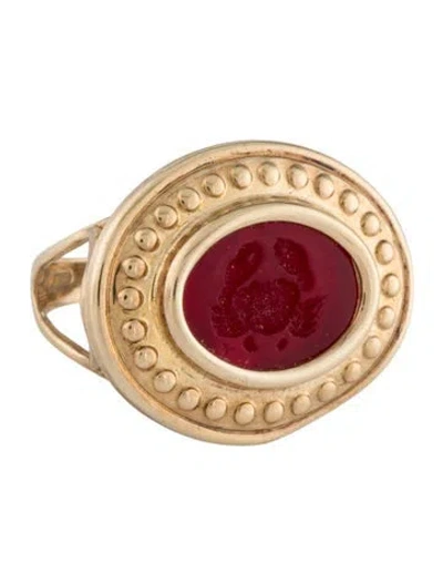 Pre-owned Tagliamonte Mother Of Pearl & Venetian Glass Cameo Zodiac Cocktail Ring In Multi