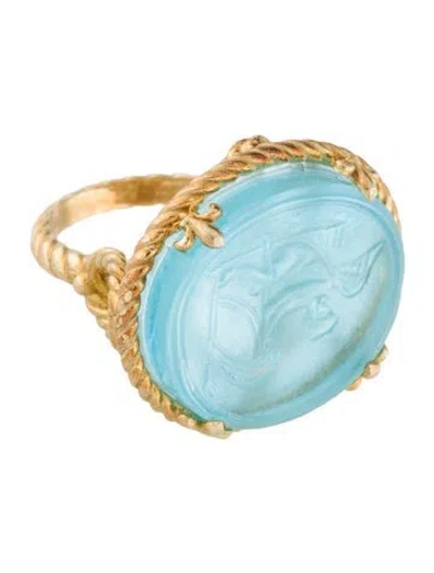 Pre-owned Tagliamonte Mother Of Pearl & Venetian Glass Doublet Cocktail Ring In Multi