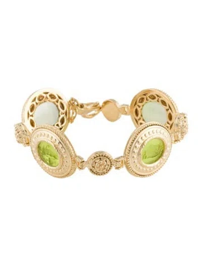 Pre-owned Tagliamonte Mother Of Pearl & Venetian Glass Link Bracelet, 7.5" In Multi