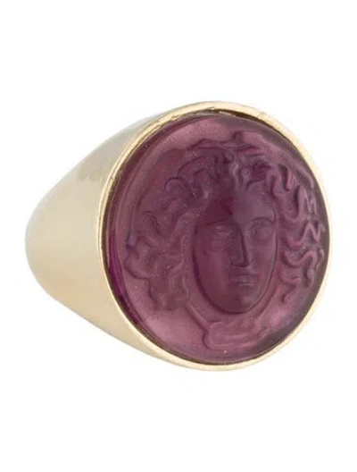 Pre-owned Tagliamonte Mother Of Pearl & Venetian Glass Medusa Cocktail Ring In Multi