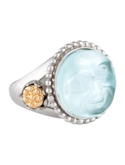 Pre-owned Tagliamonte Mother Of Pearl & Venetian Man In The Moon Ring In Blue