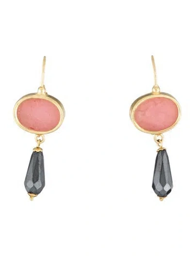 Pre-owned Tagliamonte Mother Of Pearl, Venetian Glass & Hematite Earrings In Pink