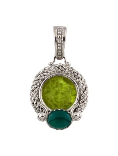 Pre-owned Tagliamonte Mother Of Pearl Venetian Intaglio Dyed Chalcedony Pendant Enhancer, 1.5" In Multi