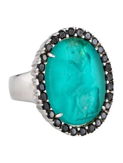 Pre-owned Tagliamonte Mother Of Pearl, Venetian Intaglio,spinel Sitting Diana Ring In Green