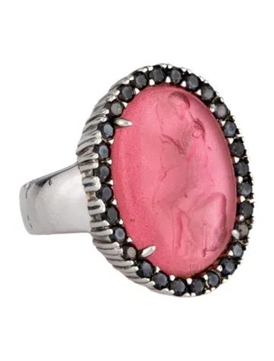Pre-owned Tagliamonte Mother Of Pearl, Venetian Intaglio,spinel Sitting Diana Ring In Multi