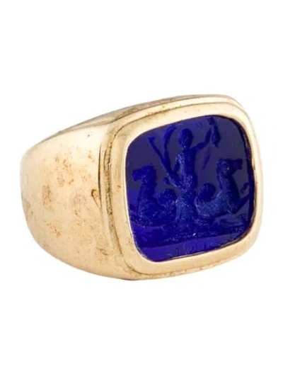 Pre-owned Tagliamonte Neptune Venetian Intaglio Signet Ring In Blue