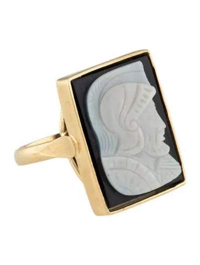 Pre-owned Tagliamonte Onyx Cameo Cocktail Ring In Multi