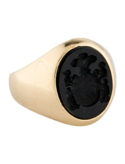 Pre-owned Tagliamonte Onyx Crest Intaglio Signet Ring In Multi