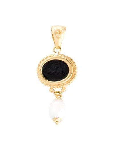Pre-owned Tagliamonte Pearl & Glass Pendant In Black