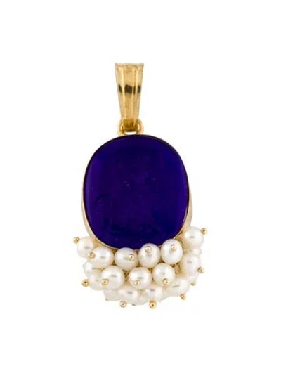 Pre-owned Tagliamonte Pearl & Glass Venetian Cameo Pendant, 1.5" In Multi