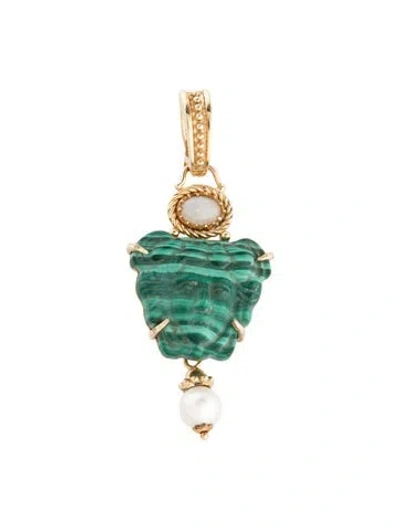 Pre-owned Tagliamonte Pearl & Malachite Pendant In Multi