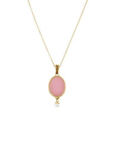 Pre-owned Tagliamonte Pearl & Quartzite Pendant Necklace, 18" In Multi