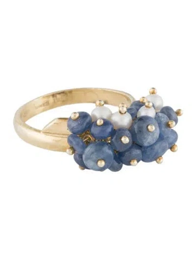 Pre-owned Tagliamonte Pearl & Sapphire Cocktail Ring In Multi