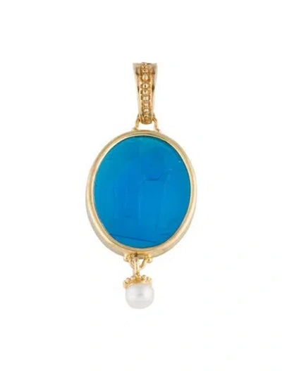 Pre-owned Tagliamonte Pearl & Venetian Cameo Pendant, 2.25" In Multi