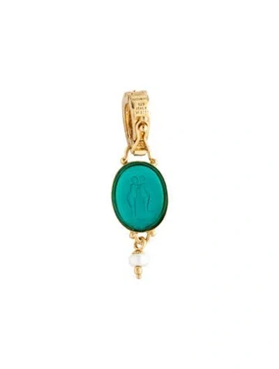 Pre-owned Tagliamonte Pearl & Venetian Intaglio Pendant In Green