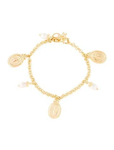 Pre-owned Tagliamonte Pearl Charm Bracelet, 8" In Multi