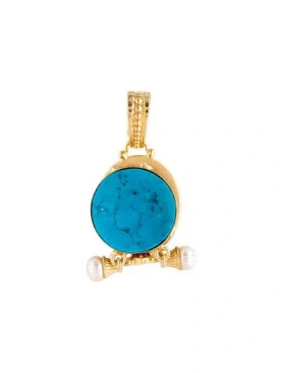 Pre-owned Tagliamonte Pearl, Dyed Magnesite & Glass Filled Ruby Pendant In Multi