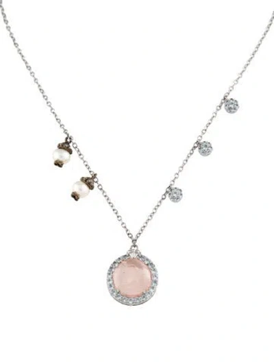 Pre-owned Tagliamonte Pearl, Venetian Cameo & Topaz Pendant Necklace, 15.75" In Multi