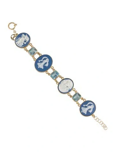 Pre-owned Tagliamonte Porcelain Cameo & Topaz Bracelet, 8.25" In Multi
