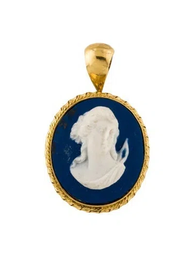 Pre-owned Tagliamonte Porcelain Cameos Pendant, 1.5" In Multi