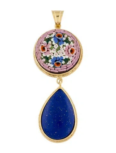 Pre-owned Tagliamonte Resin & Glass Micromosaic Pendant, 3.5" In Blue