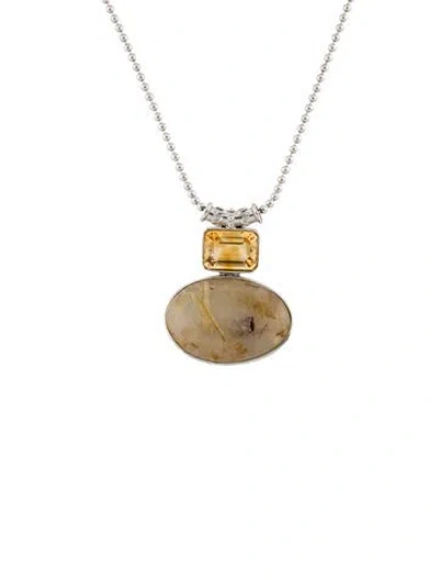 Pre-owned Tagliamonte Rutilated Quartz And Citrine Pendant Necklace, 17.5" In Multi