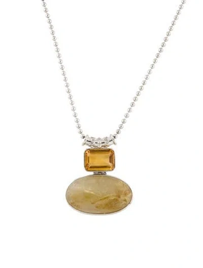 Pre-owned Tagliamonte Rutilated Quartz & Citrine Pendant Necklace, 17.5" In Multi