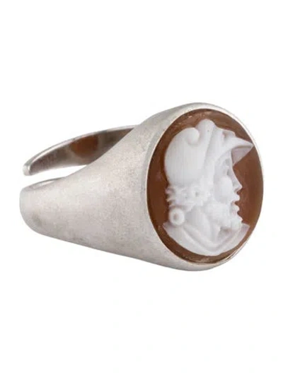 Pre-owned Tagliamonte Shell Cameo Signet Ring In Multi