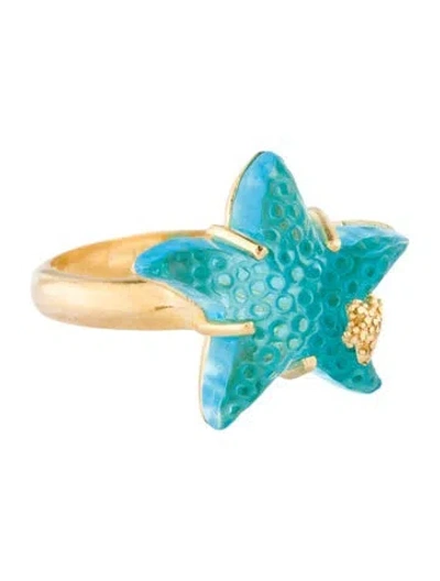 Pre-owned Tagliamonte Starfish Venetian Cocktail Ring In Blue