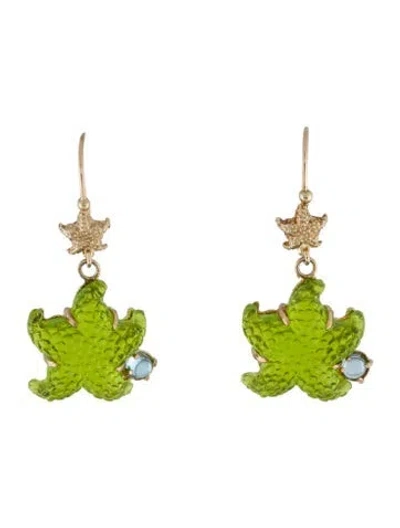 Pre-owned Tagliamonte Topaz & Glass Starfish Earrings In Multi