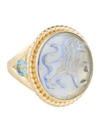 Pre-owned Tagliamonte Topaz & Venetian Glass Lion Cocktail Ring In Multi