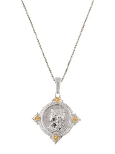 Pre-owned Tagliamonte Two-tone Cameo Pendant Necklace, 19" In Multi