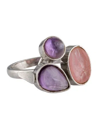 Pre-owned Tagliamonte Venetian & Amethyst Cameo Cocktail Ring In Pink