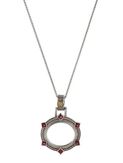 Pre-owned Tagliamonte Venetian & Garnet Pendant Necklace, 19" In Multi
