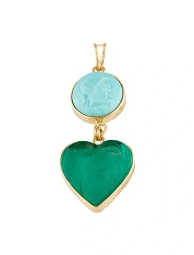 Pre-owned Tagliamonte Venetian & Turquoise Horpheus Euridice Pendant In Green