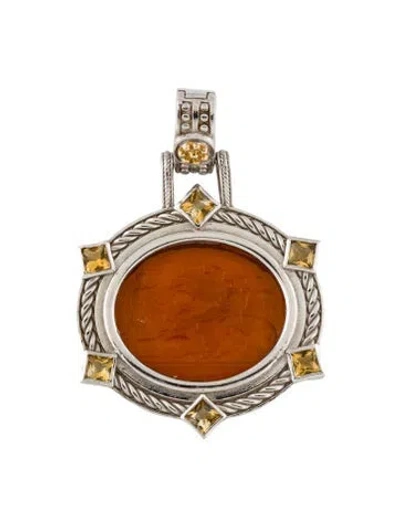 Pre-owned Tagliamonte Venetian Cameo And Citrine Pendant Enhancer, 2.25" In Multi