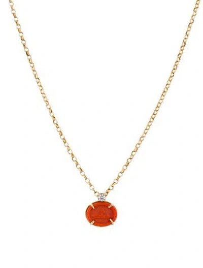 Pre-owned Tagliamonte Venetian Cameo & Cubic Zirconia Pendant Necklace, 20" In Multi