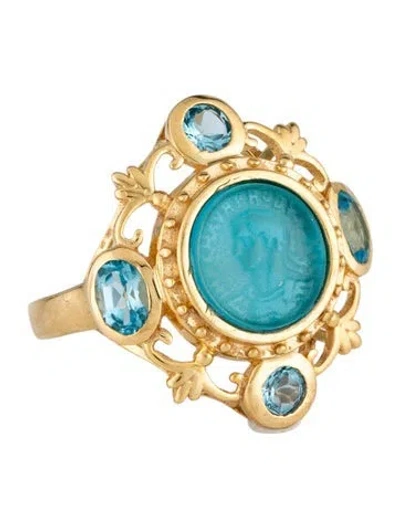 Pre-owned Tagliamonte Venetian Cameo & Topas Julius Cesar Ring In Multi