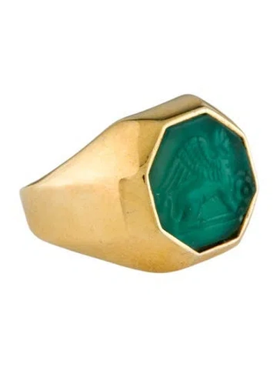 Pre-owned Tagliamonte Venetian Cameo Chimera Ring In Green