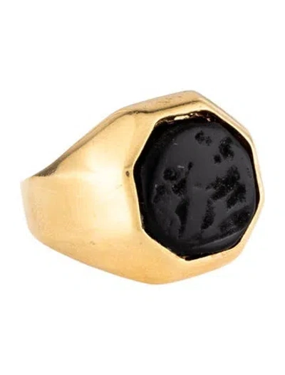 Pre-owned Tagliamonte Venetian Cameo Chimera Signet Ring In Black
