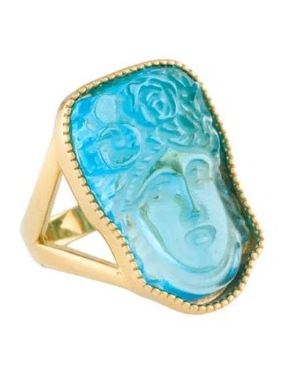 Pre-owned Tagliamonte Venetian Cameo Cocktail Ring In Blue