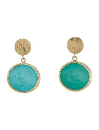 Pre-owned Tagliamonte Venetian Cameo Drop Earrings In Multi