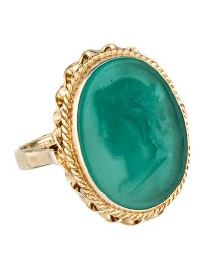 Pre-owned Tagliamonte Venetian Cameo Goddess Ceres Ring In Green