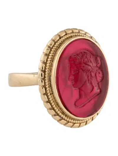 Pre-owned Tagliamonte Venetian Cameo Goddess Ceres Ring In Pink