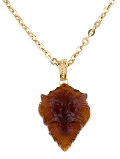 Pre-owned Tagliamonte Venetian Cameo Lion Head Pendant Necklace, 19.25" In Multi