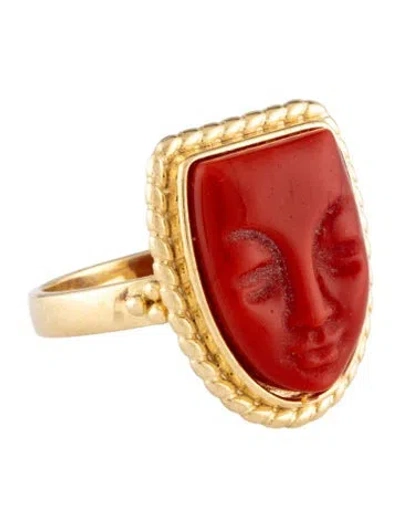 Pre-owned Tagliamonte Venetian Cameo Mask Ring In Multi