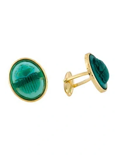 Pre-owned Tagliamonte Venetian Cameo Scarab Cufflinks In Multi