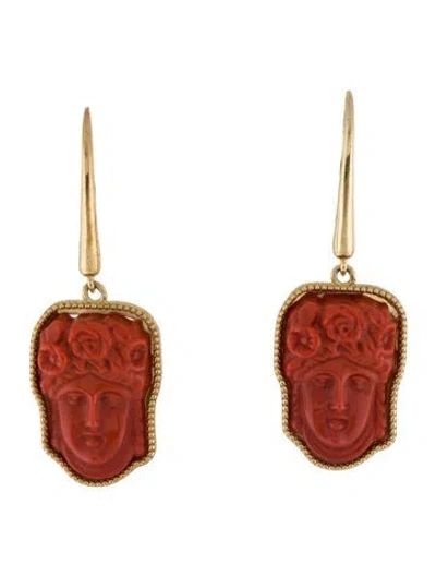 Pre-owned Tagliamonte Venetian Flora Cameo Drop Earrings In Multi